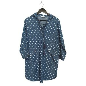 Stellah Star Print Blue Tunic Top Shirt Dress Boho Western Size Small